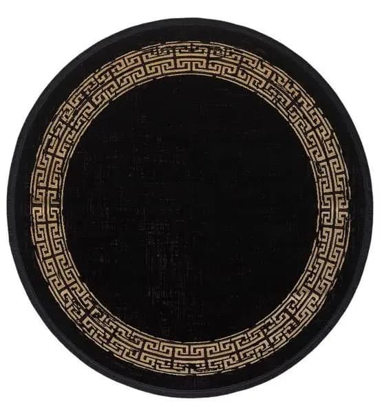 Black&Brown 11298 Doğal İplik Daire Makine Halısı 160x160 - Siyah
