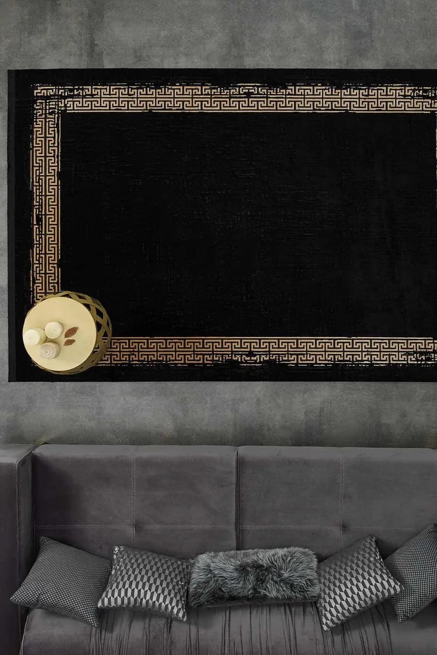 Black&Brown 11298 Doğal İplik Dikdörtgen Makine Halısı 160x230 - Siyah