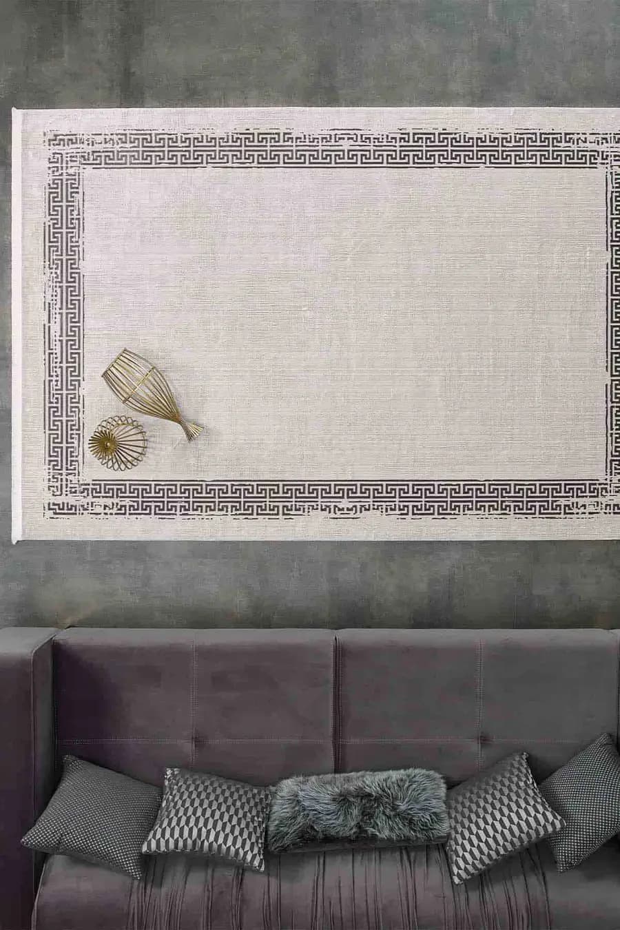 Black&Brown 11298 Doğal İplik Dikdörtgen Makine Halısı 200x290 - Gri
