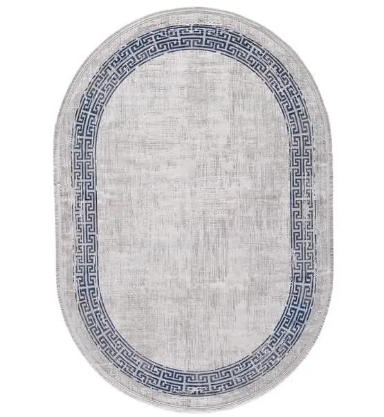 Black&Brown 11298 Doğal İplik Oval Makine Halısı 160x230 - Mavi
