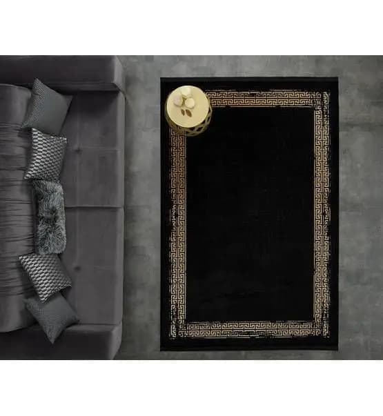 Black&Brown 11298 Doğal İplik Oval Makine Halısı 160x230 - Siyah 2