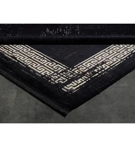 Black&Brown 11298 Doğal İplik Oval Makine Halısı 160x230 - Siyah 3