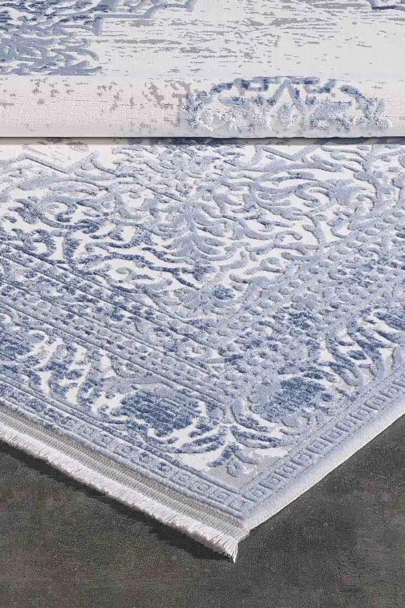 Carissa 11329 Dikdörtgen Akrilik Makine Halısı 100X200 - Mavi 4