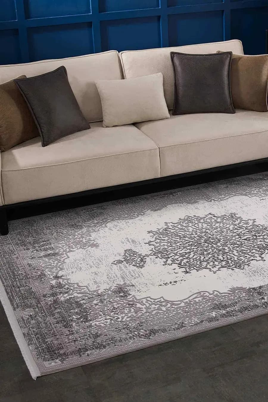 Carissa 11329 Dikdörtgen Akrilik Makine Halısı 160X230 - Gri