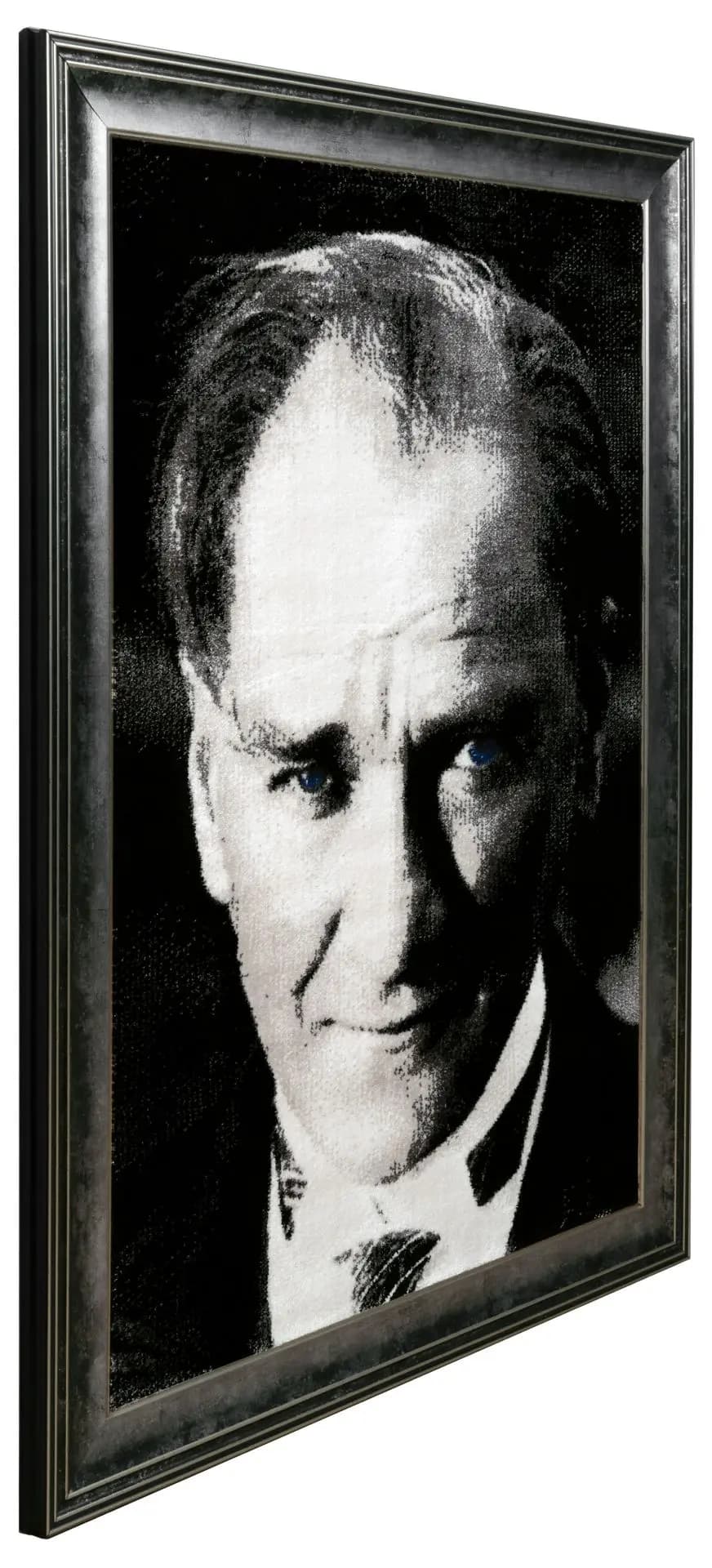 Çerçeveli Atatürk  Portresi Duvar Halısı Antrasit - 50x70 3