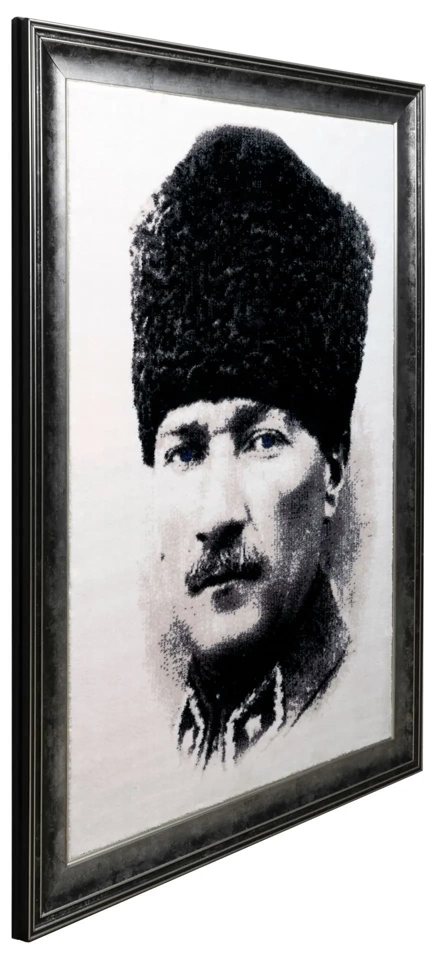 Çerçeveli Atatürk  Portresi Duvar Halısı Gri - 50x70 3