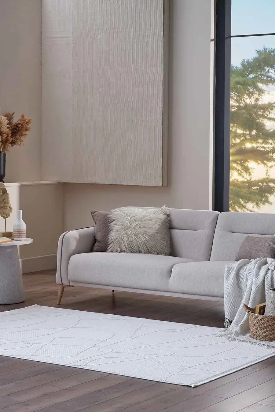 Deco Avior 17180 Dikdörtgen Geometrik Desenli Halı 80x000 - Krem
