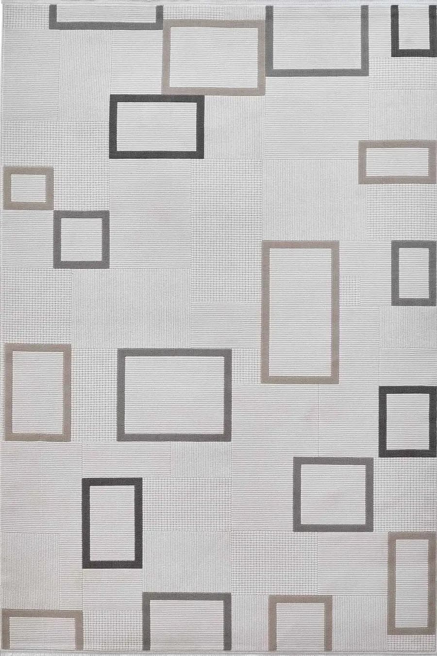 Deco Avior 17451 Dikdörtgen Geometrik Desenli Halı 80x000 - Krem 4