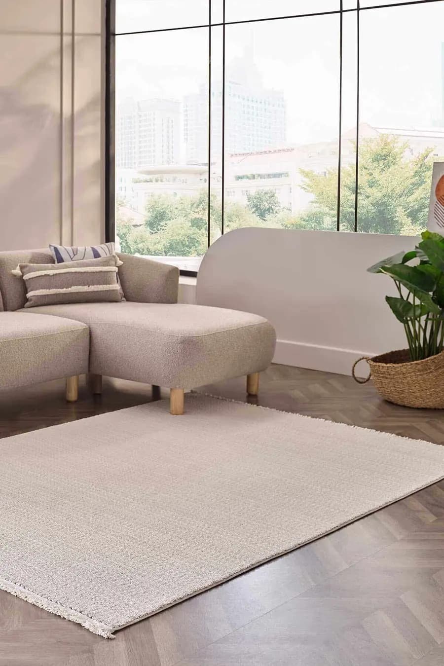 Deco Curlina 80044 Dikdörtgen Bukleli Halı 160x000 - Bej