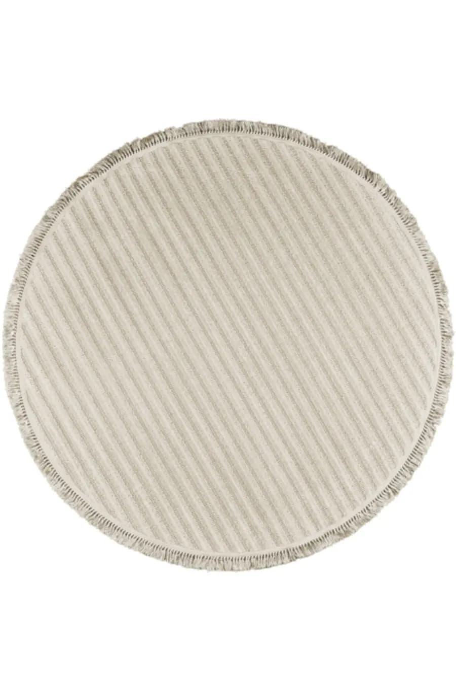 Deco Daisy 16666 Daire Tozumaz Makine Halısı 120x120 - Krem