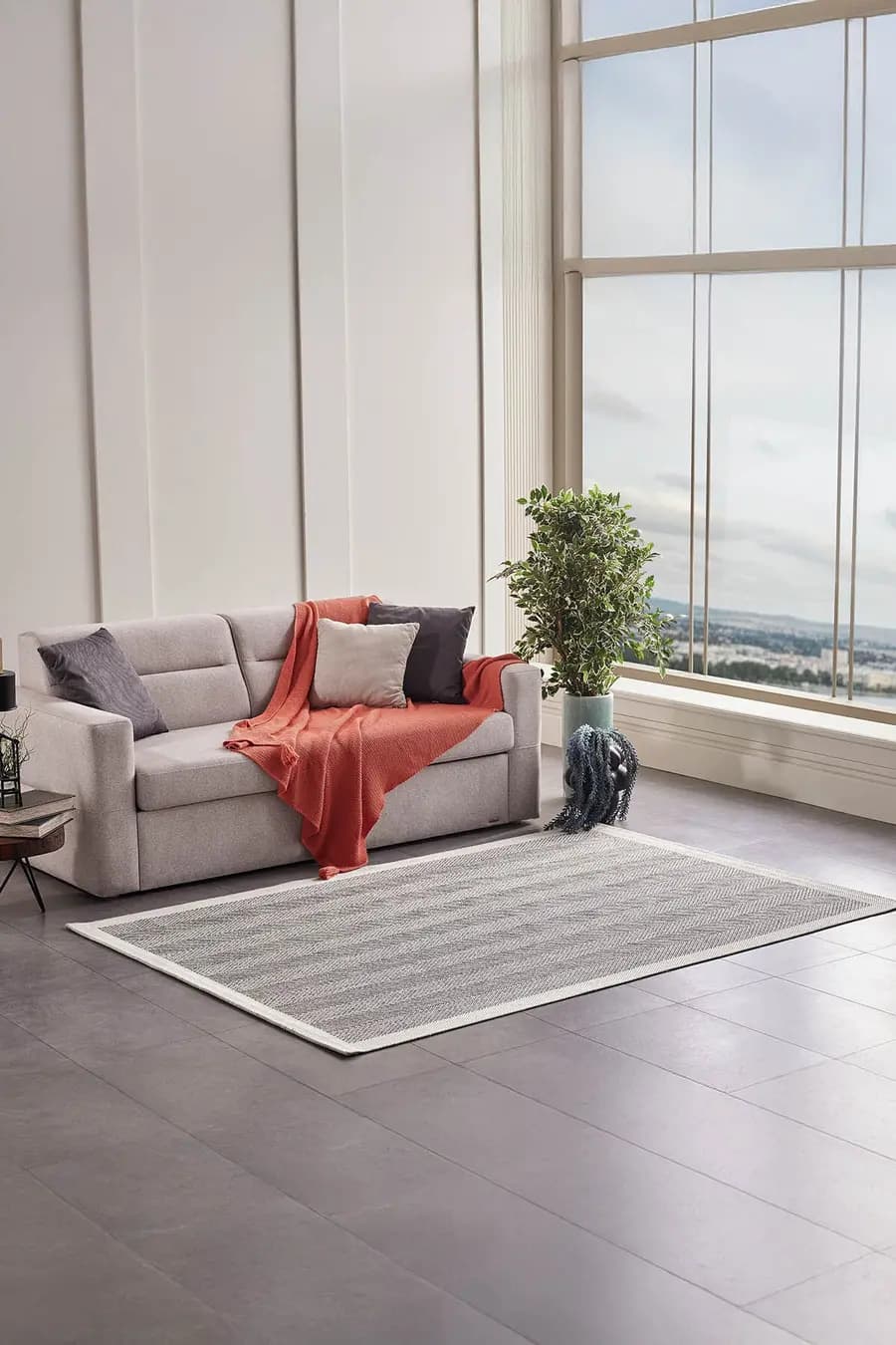 Deco Sisal 80140 Dikdörtgen Yıkanabilir Antitoz Halı 80X150 - Gri