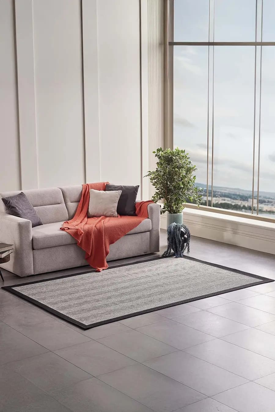 Deco Sisal 80142 Dikdörtgen Yıkanabilir Antitoz Halı 80X150 - Gri