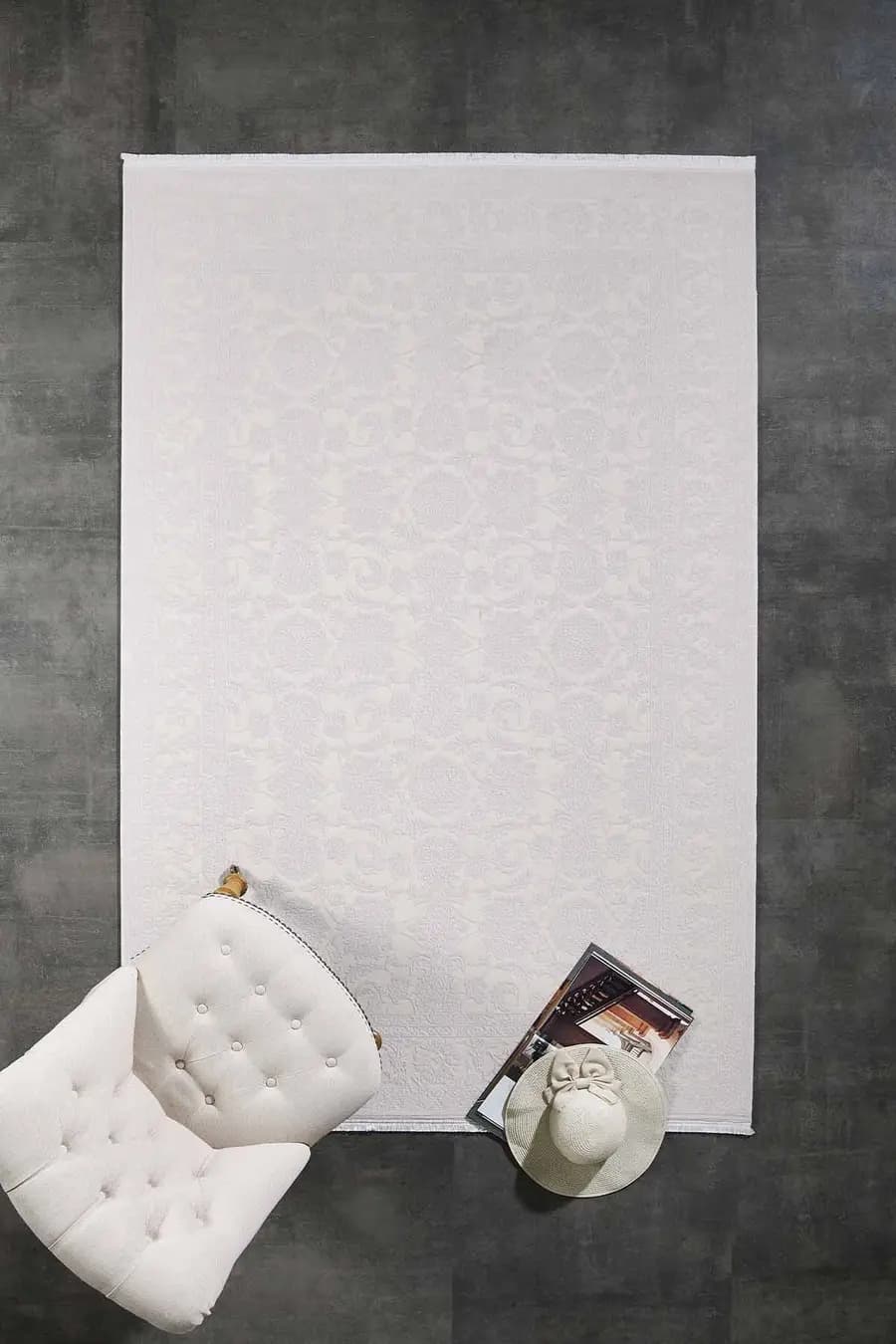 Esiliva 11309 Dikdörtgen Doğal İplik Makine Halısı 160X230 - Krem