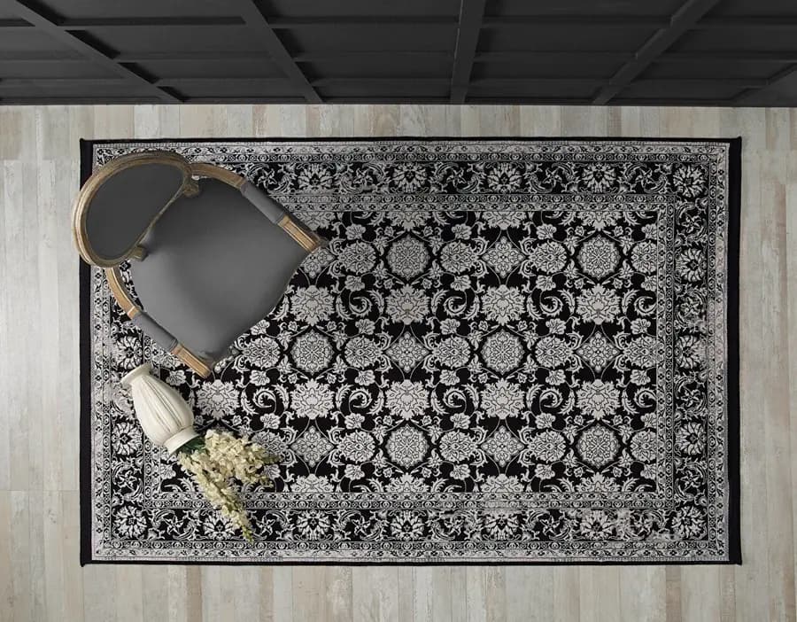 Esiliva 11309 Dikdörtgen Doğal İplik Makine Halısı 200X290 - Siyah