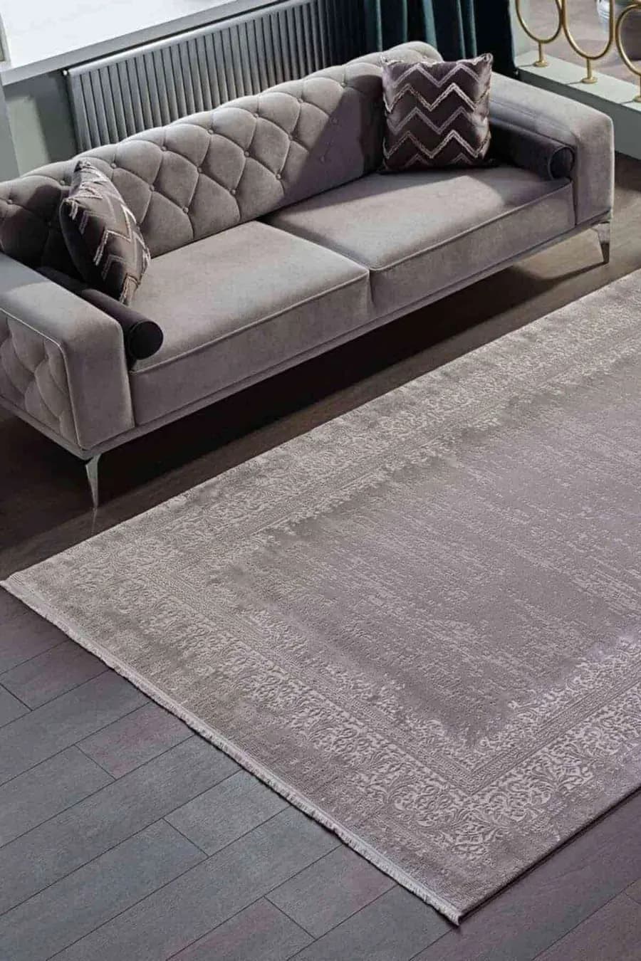 Esiliva 13888 Dikdörtgen Doğal İplik Makine Halısı 200X290 - Gri