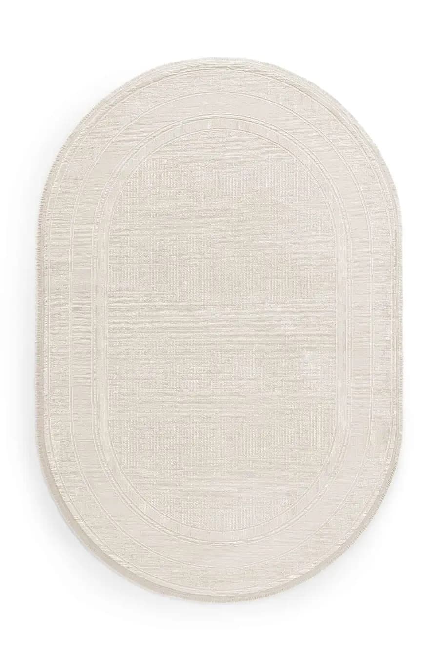 Galina 16649 Oval Akrilik Makine Halısı 160x230 - Krem 2