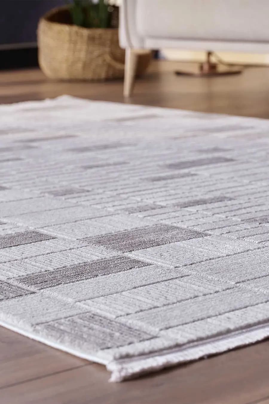 Ledax 17744 Dikdörtgen Polyester Makine Halısı Gri - 160X230 5