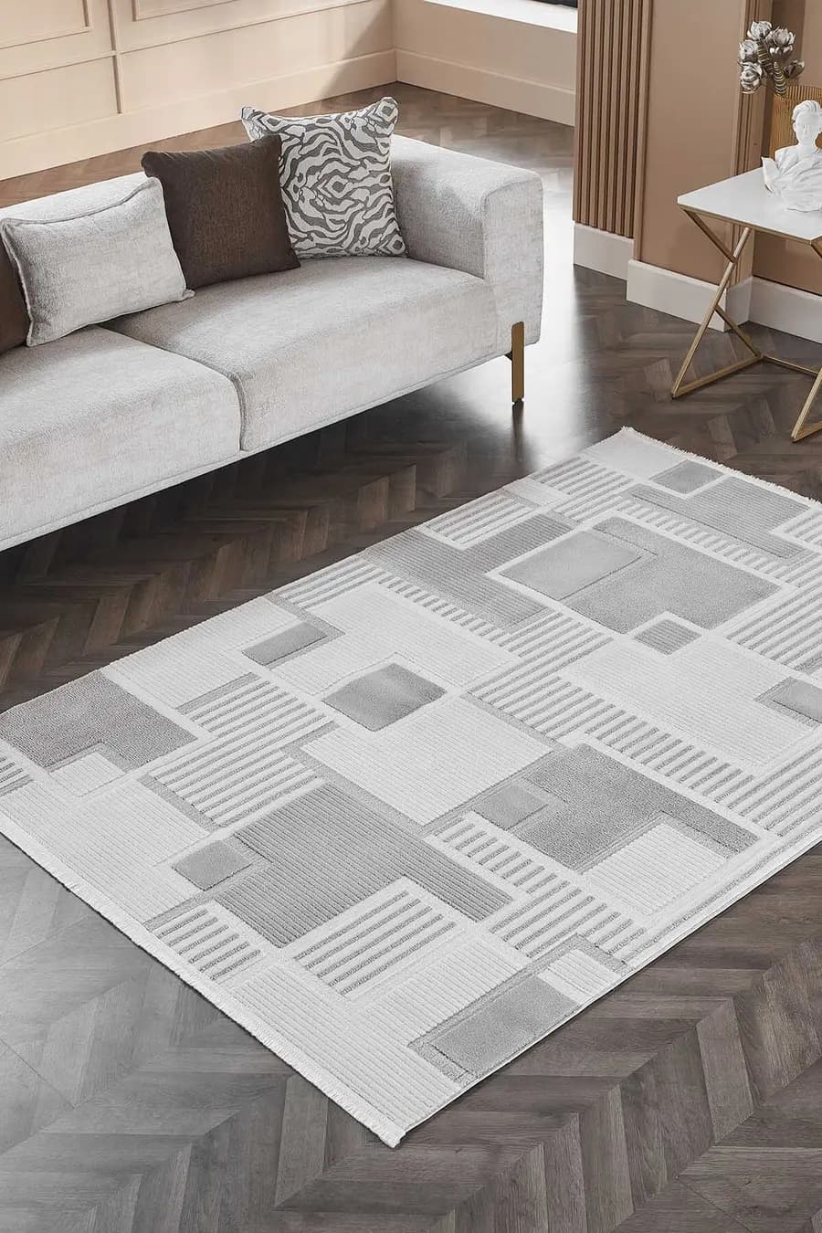 Lugano 17929 Dikdörtgen Tozumaz Halı Krem - 160X230