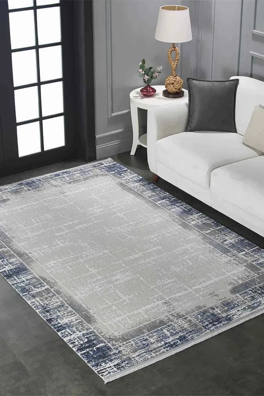 Viera 11607 Dikdörtgen Akrilik Halı Mavi - 80X150
