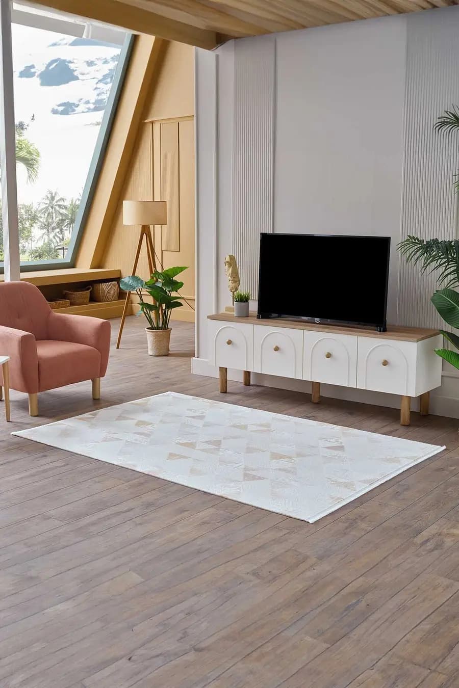 Viera 18823 Dikdörtgen Akrilik Makine Halısı 80x000 - Sarı 4