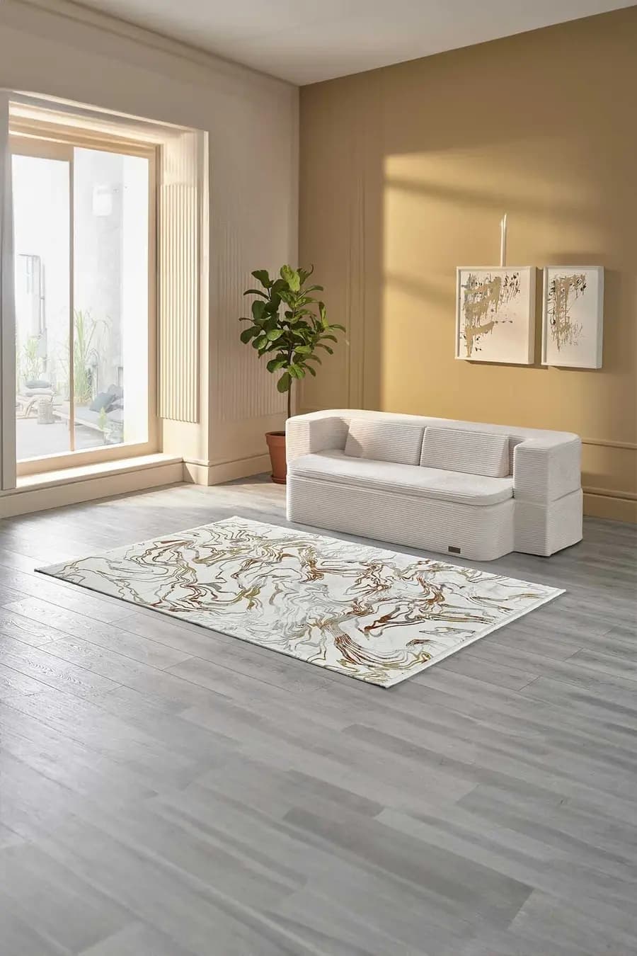 Viera 18832 Dikdörtgen Akrilik Makine Halısı 80x000 - Bakır